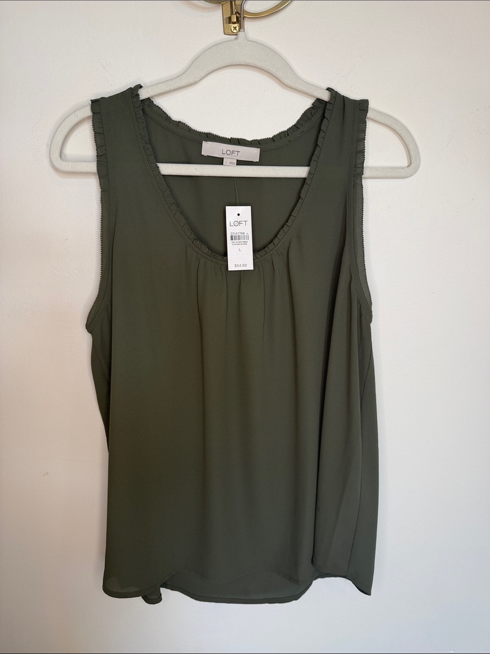 LOFT Olive Ruffle-Trim Sleeveless Tank